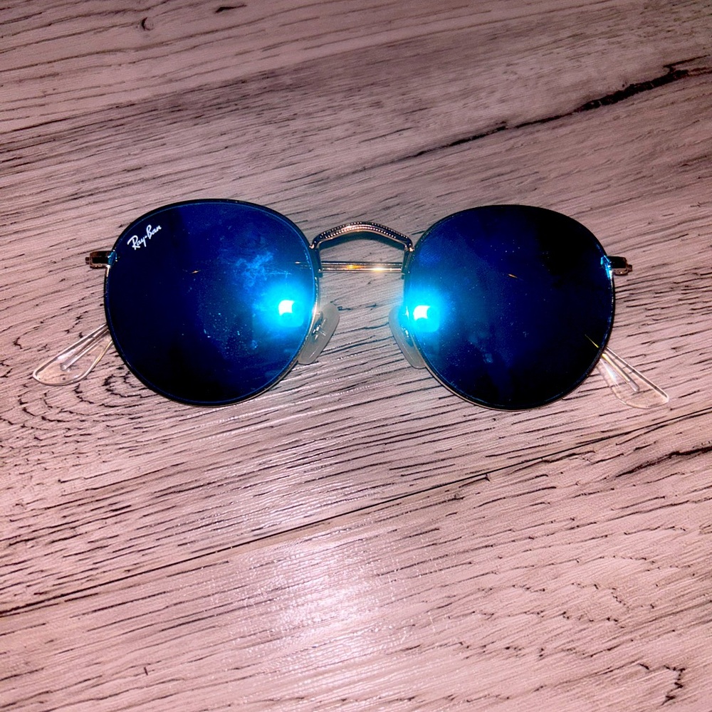 Ray-Ban Blue Round Reflective Sunglasses